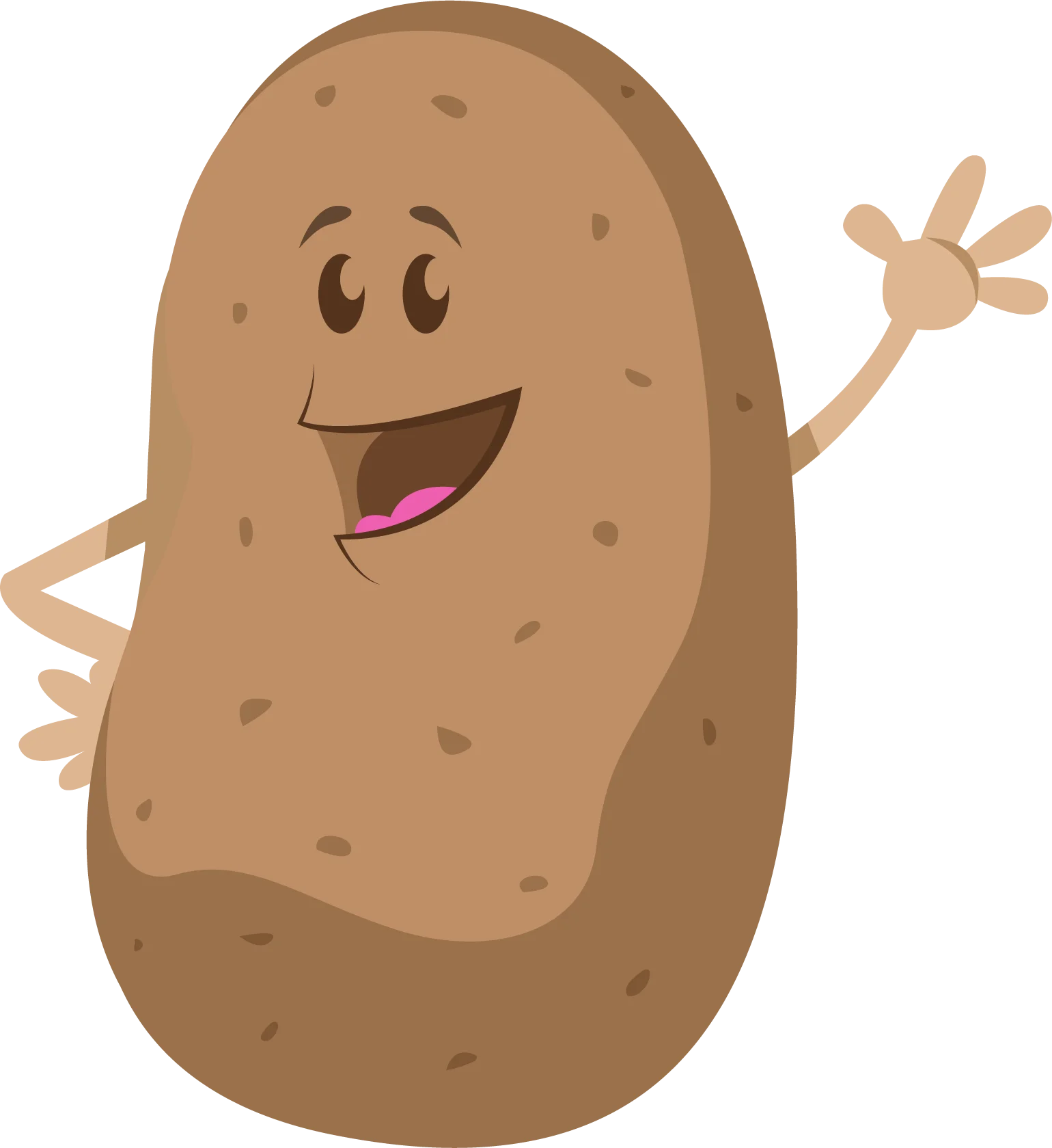 Cheerful Anthropomorphic Potato Clipart with Expressive Cartoon Personality