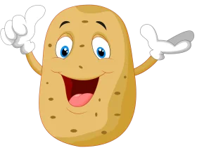 Cheerful Cartoon Potato Clipart Character with Playful Animated Expression