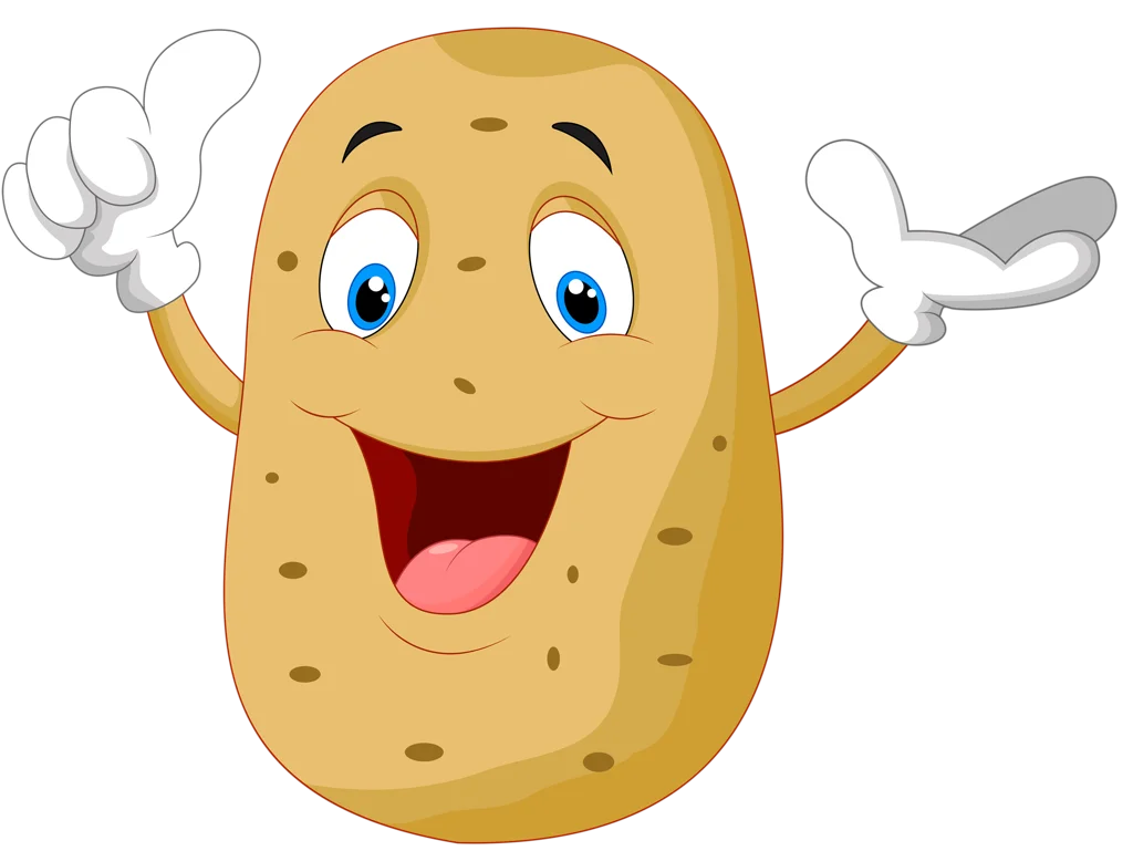 Cheerful Cartoon Potato Clipart Character with Playful Animated Expression