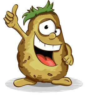 Cheerful Cartoon Potato Clipart with Quirky Personality and Enthusiastic Thumbs Up