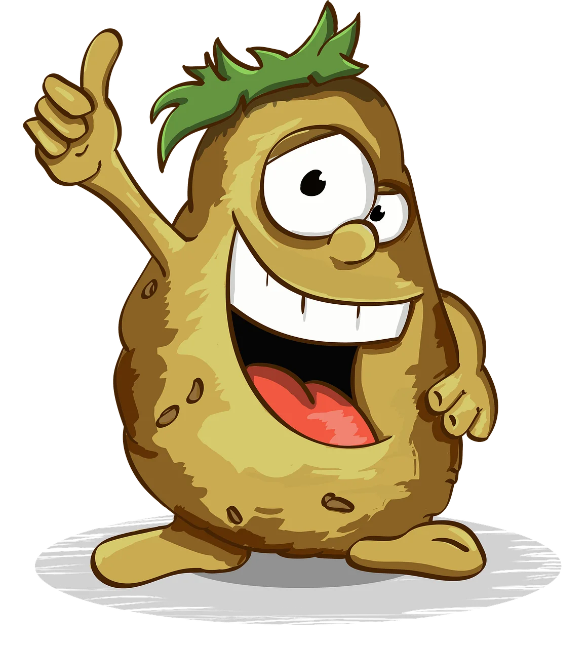 Cheerful Cartoon Potato Clipart with Quirky Personality and Enthusiastic Thumbs Up