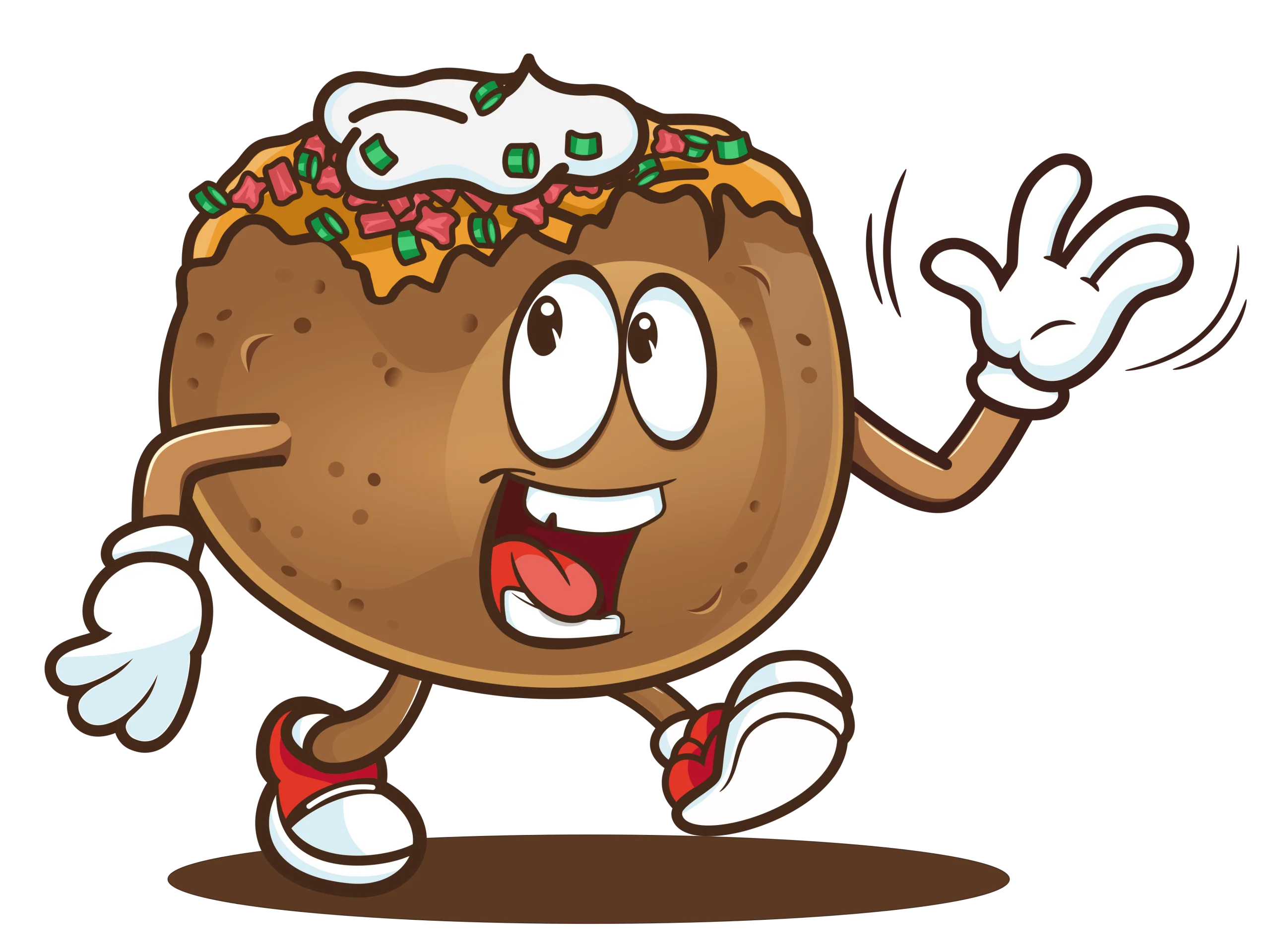 Cheerful Loaded Baked Potato Character Clipart with Playful Personality