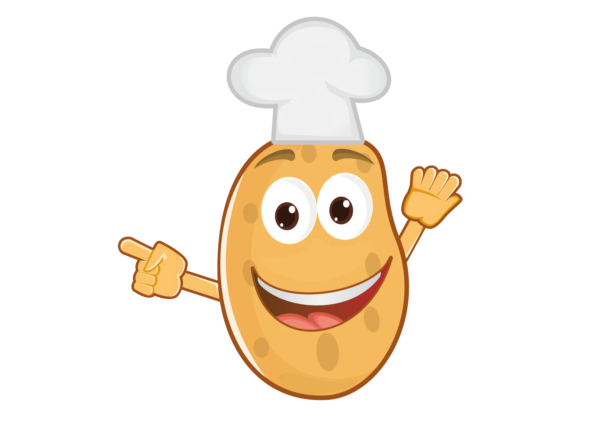 Cheerful Potato Chef Clipart: A Culinary Cartoon Spud with Culinary Charm