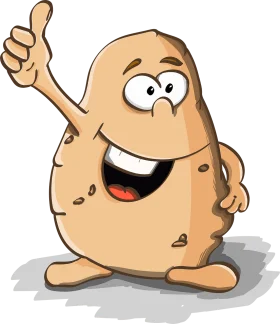 Cheerful Potato Clipart Character Giving Enthusiastic Thumbs Up Gesture