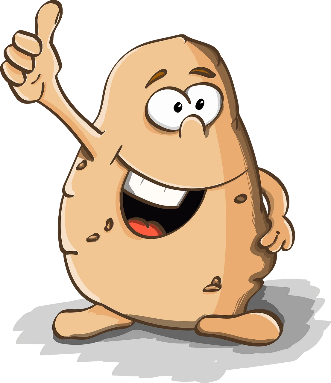 Cheerful Potato Clipart Character Giving Enthusiastic Thumbs Up Gesture