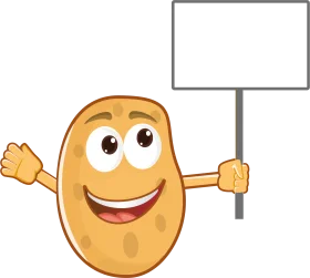 Cheerful Potato Clipart Character Holding Blank Sign with Friendly Expression