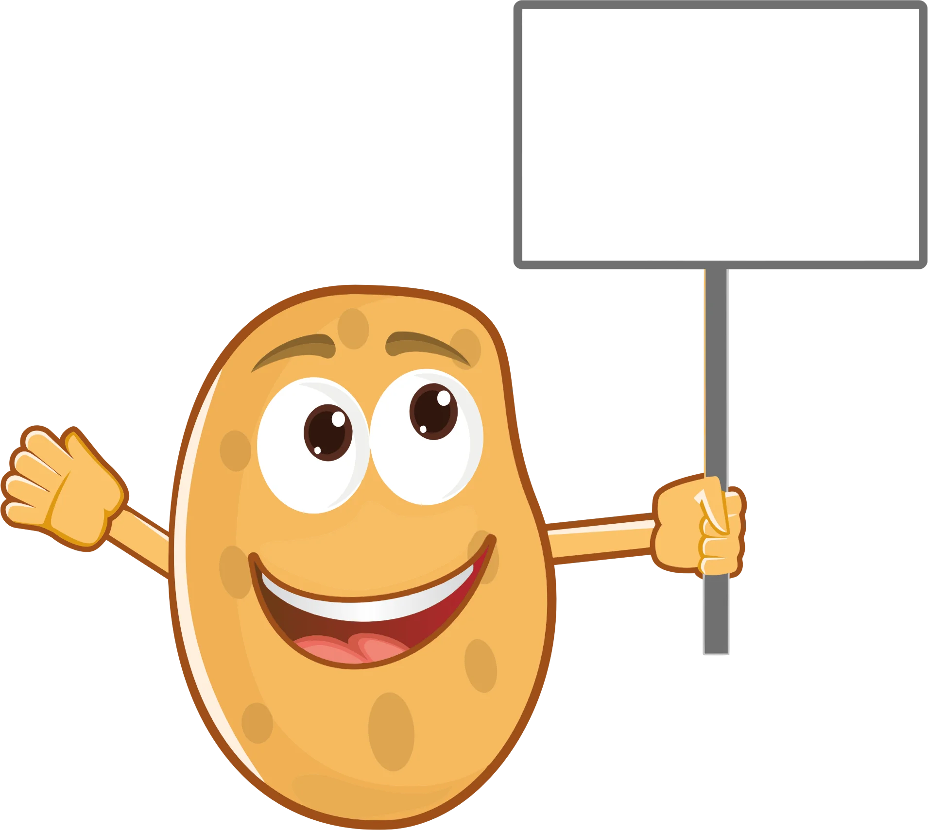 Cheerful Potato Clipart Character Holding Blank Sign with Friendly Expression