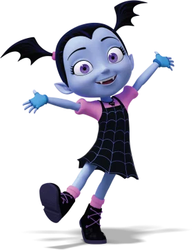 Cheerful Young Vampire Girl Cartoon Clipart Character Striking a Playful Pose