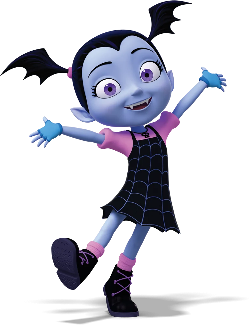 Cheerful Young Vampire Girl Cartoon Clipart Character Striking a Playful Pose