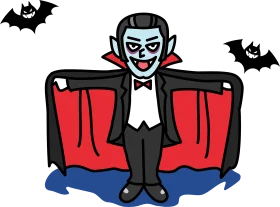 Classic Cartoon Dracula Vampire Clipart with Spooky Bat Companions