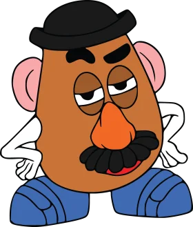 Classic Cartoon Potato Head Character Whimsical Clipart Design with Expressive Features