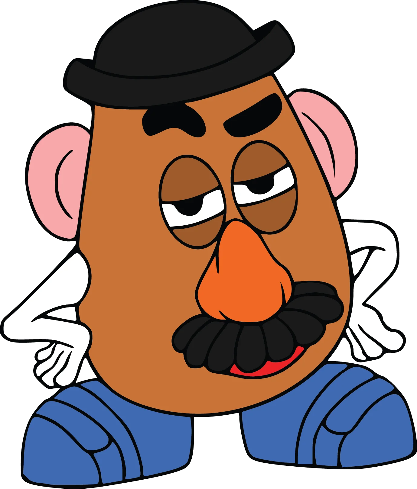Classic Cartoon Potato Head Character Whimsical Clipart Design with Expressive Features