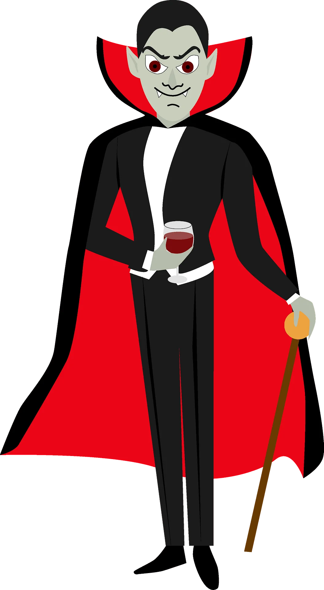 Classic Dracula Vampire Clipart: Elegant Gothic Character with Cape and Wine Glass