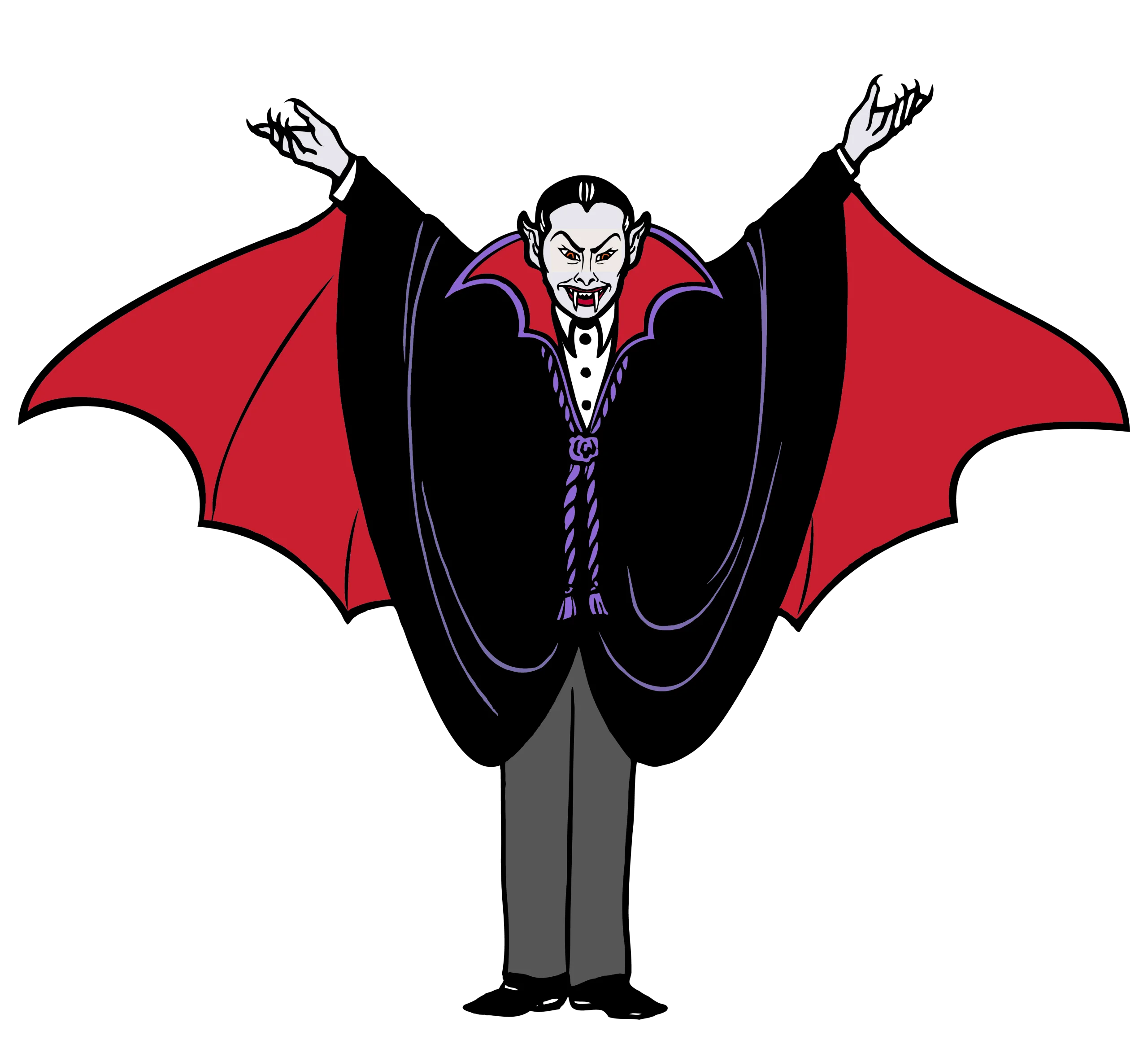 Classic Vampire Clipart Design: Dramatic Transformation with Bat-Like Wings