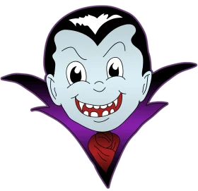 Cute Cartoon Dracula Vampire Clipart with Playful Grin and Sharp Teeth