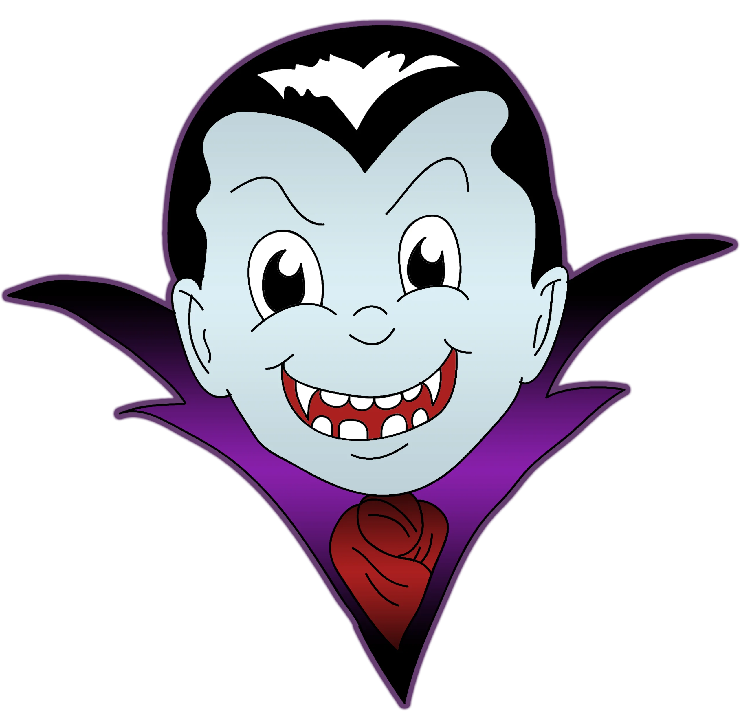Cute Cartoon Dracula Vampire Clipart with Playful Grin and Sharp Teeth