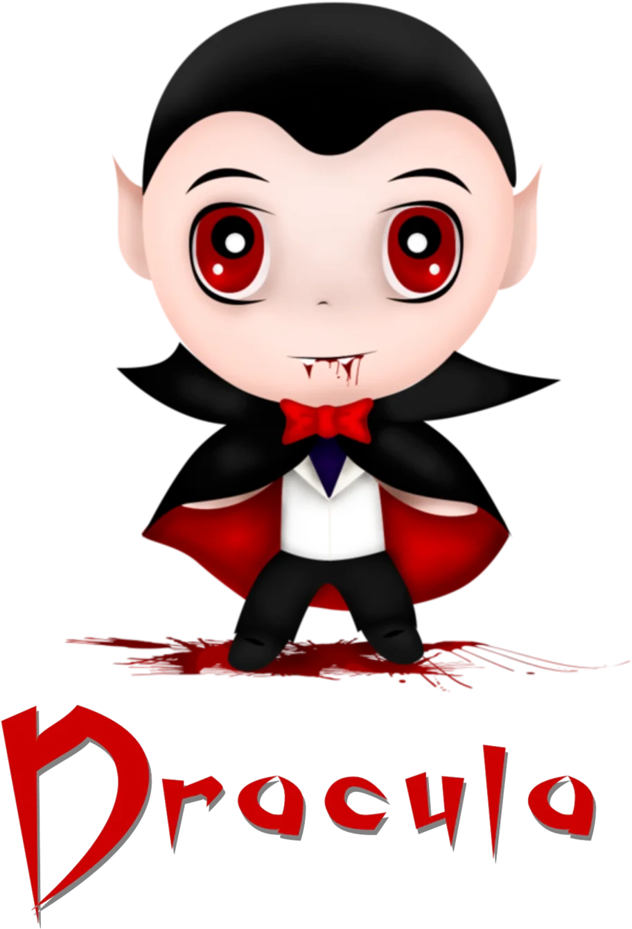 Cute Chibi Dracula Vampire Clipart: Adorable Cartoon Horror Character Design