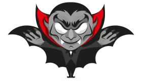 Menacing Gothic Vampire Clipart with Dramatic Black and Red Color Scheme