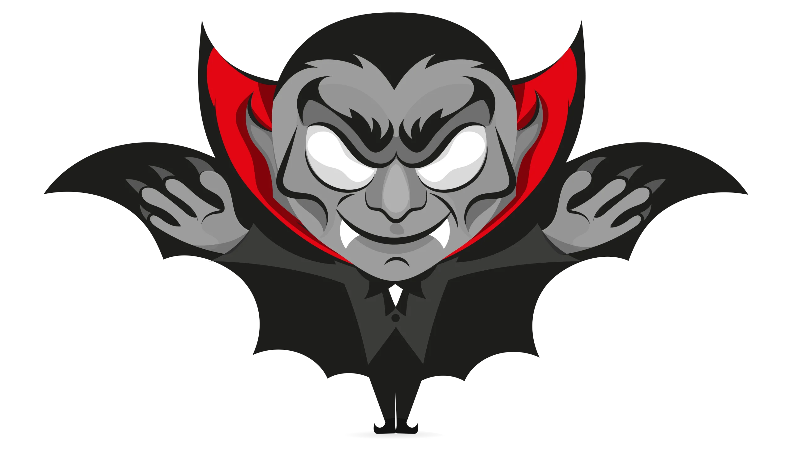 Menacing Gothic Vampire Clipart with Dramatic Black and Red Color Scheme