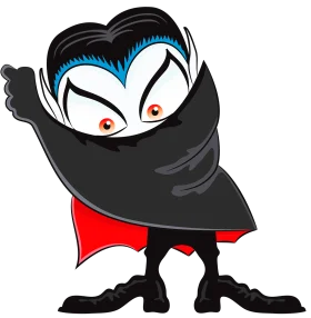 Mischievous Cartoon Vampire Clipart with Dramatic Pose and Expressive Eyes