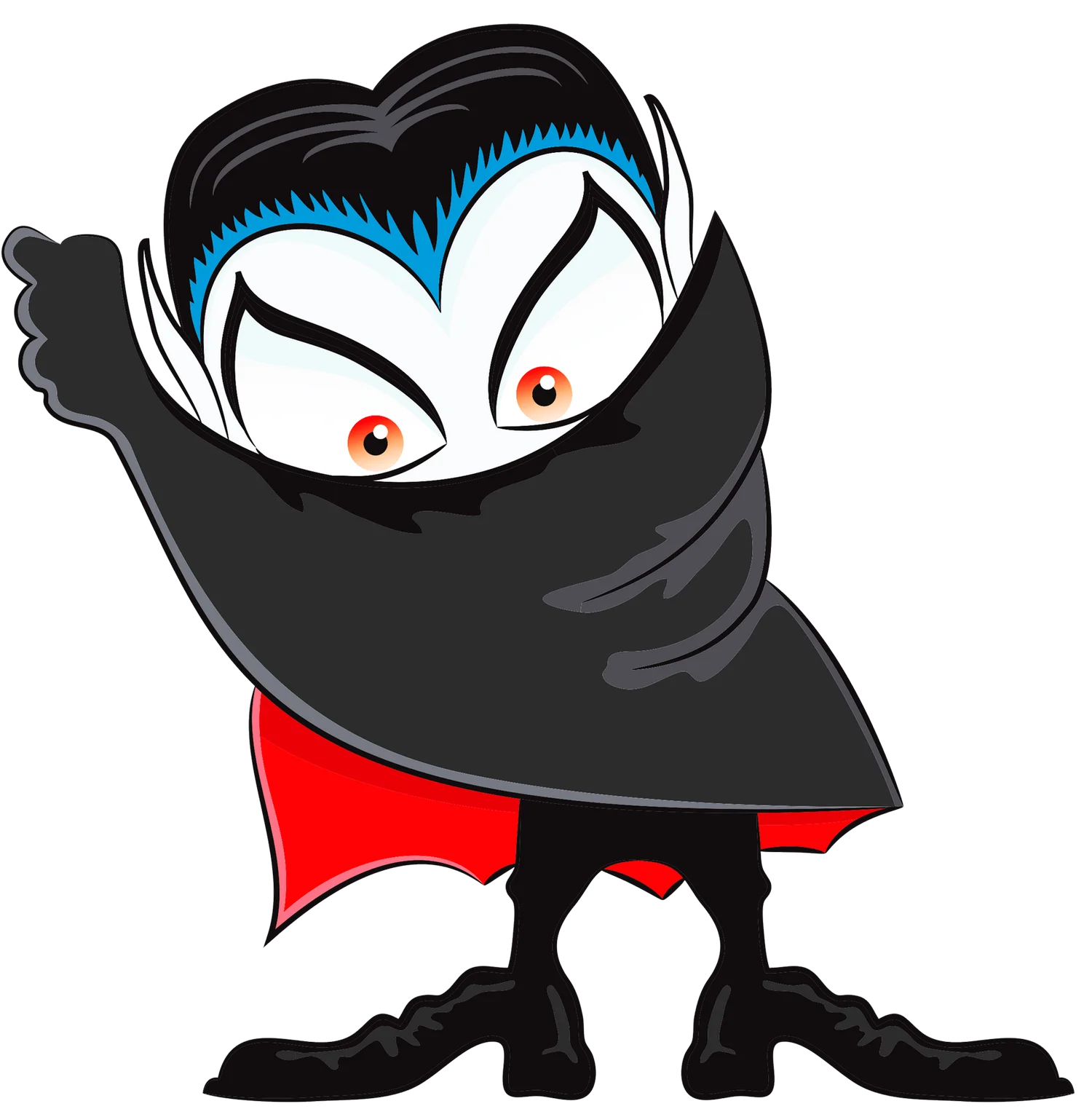 Mischievous Cartoon Vampire Clipart with Dramatic Pose and Expressive Eyes