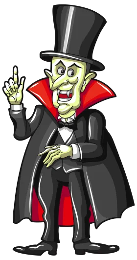 Mischievous Vampire Lord Gentleman Cartoon Clipart with Sinister Grin
