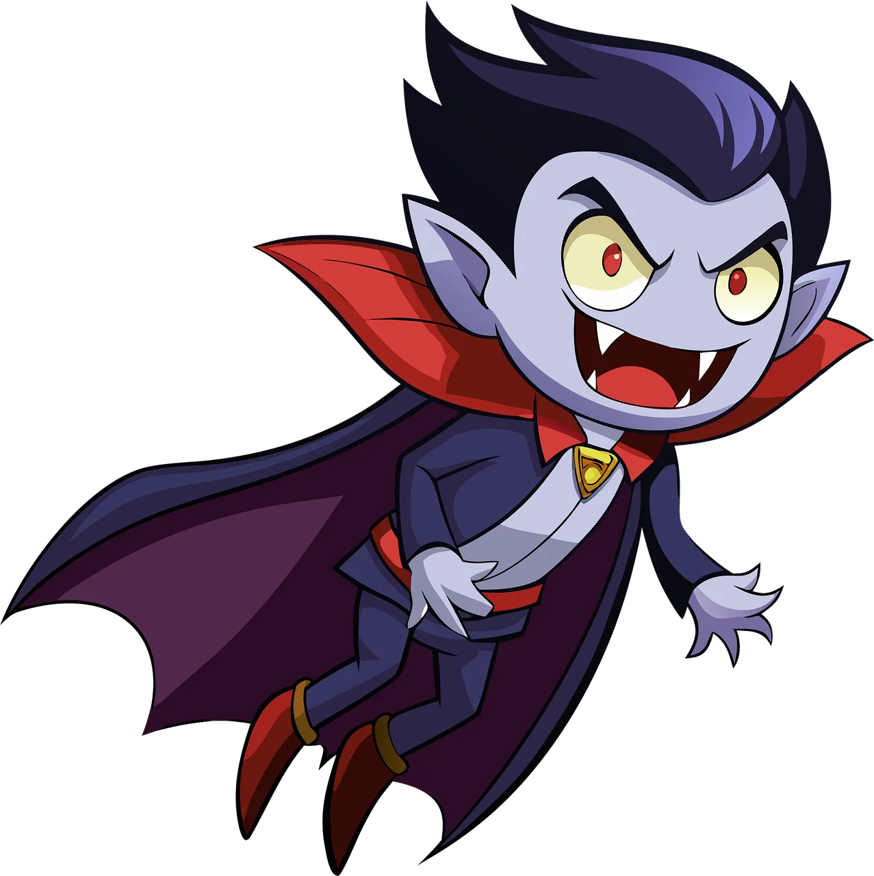 Playful Cartoon Vampire Clipart - Adorable Spooky Character in Dynamic Pose