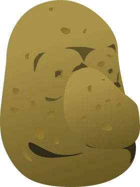 Quirky Golden Potato Clipart with Playful Facial Expression and Rustic Texture