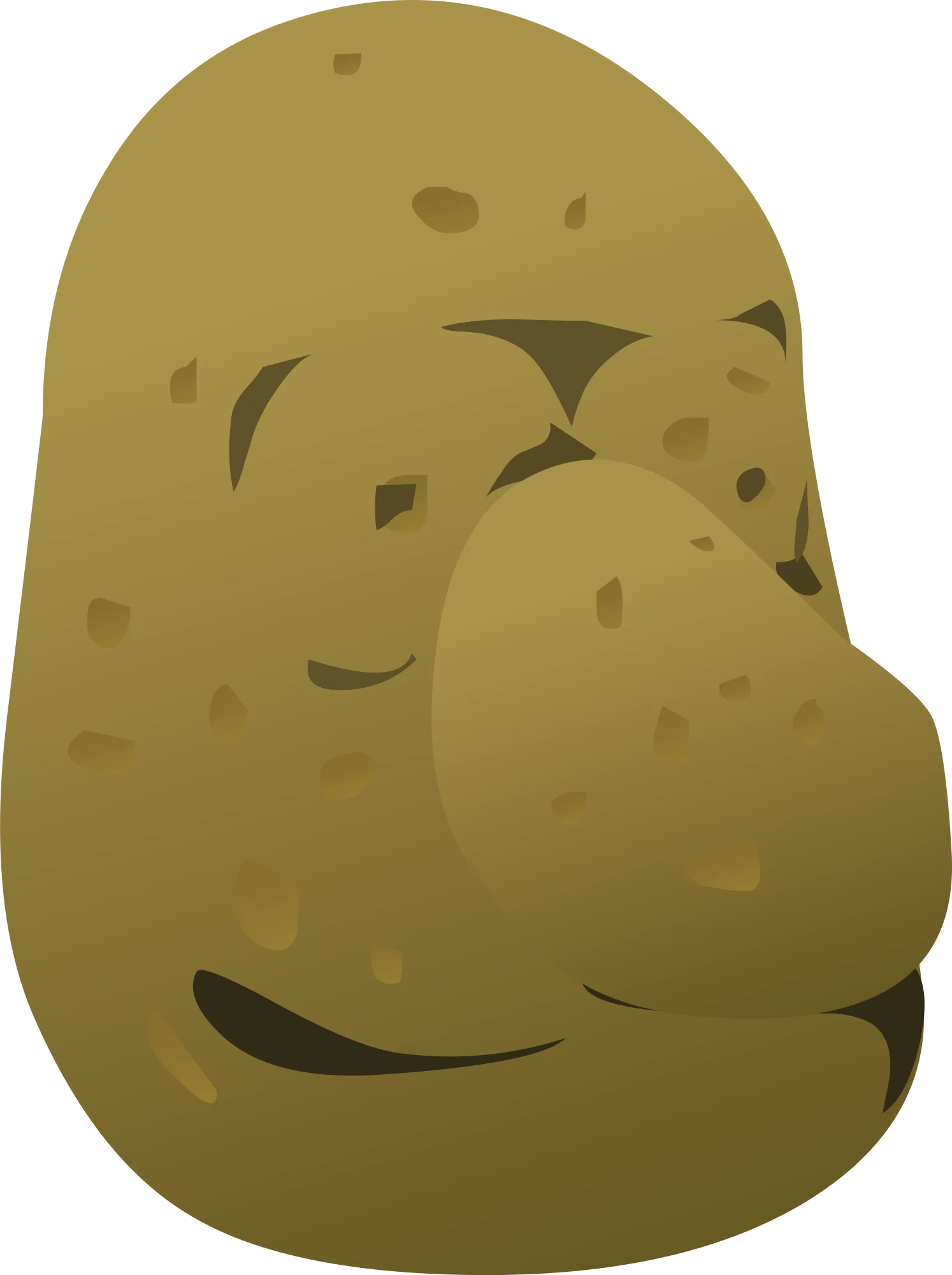 Quirky Golden Potato Clipart with Playful Facial Expression and Rustic Texture