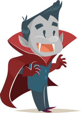 Stylized Cartoon Vampire Clipart: Playful Dracula-Inspired Character Design