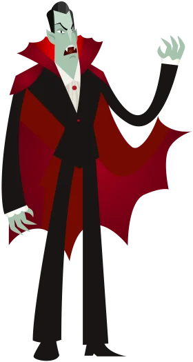 Stylized Classic Dracula Vampire Clipart with Dramatic Red Cape