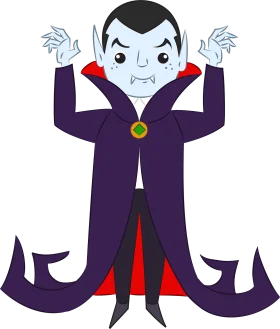 Whimsical Classic Halloween Vampire Clipart with Playful Cartoon Style