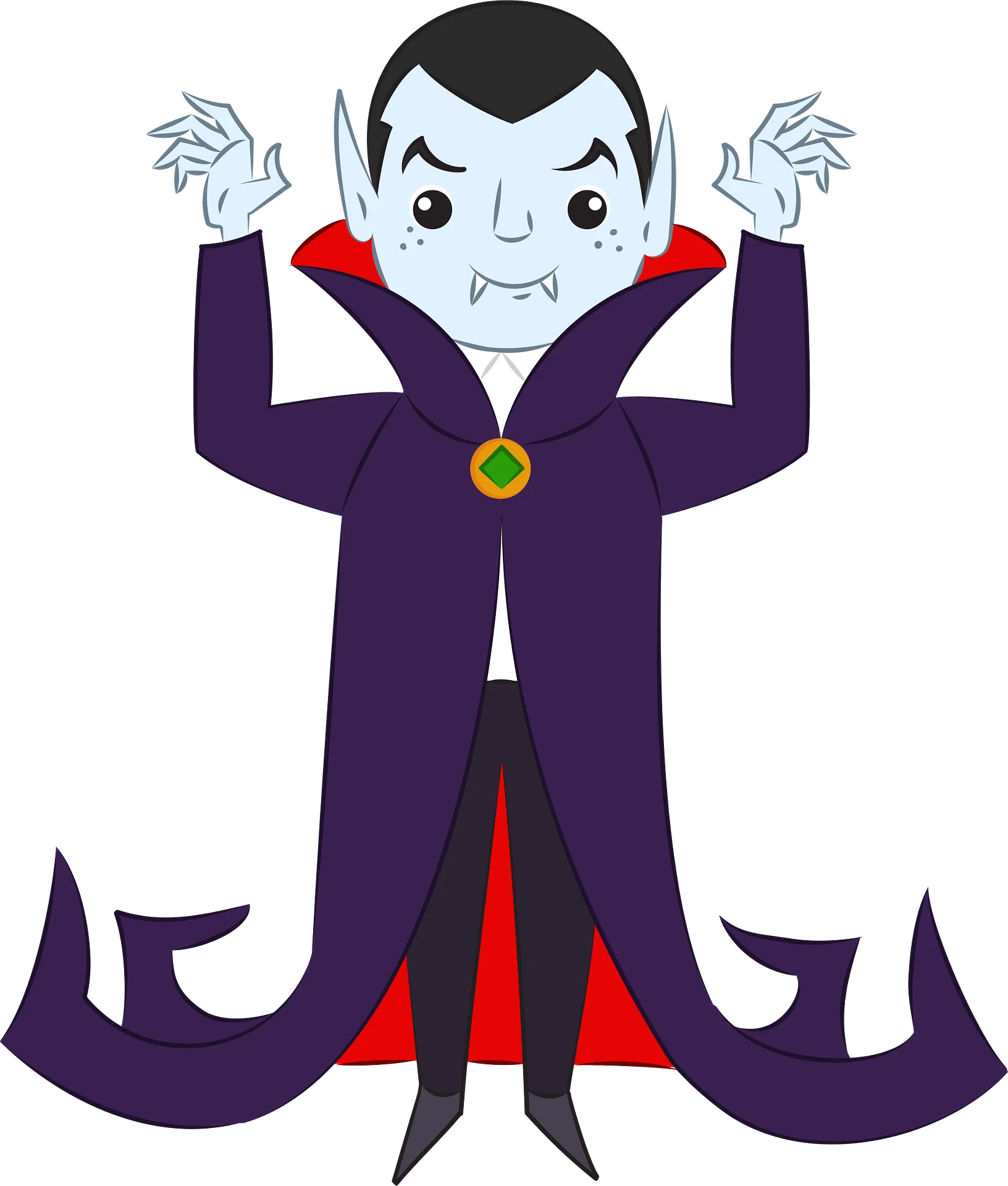Whimsical Classic Halloween Vampire Clipart with Playful Cartoon Style