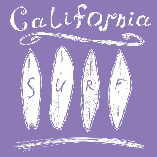 California Surf Boards Vintage Coastal Design Clipart Illustration