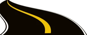 Dynamic Curved Highway Roadway Clipart with Smooth Yellow Accent Stripe