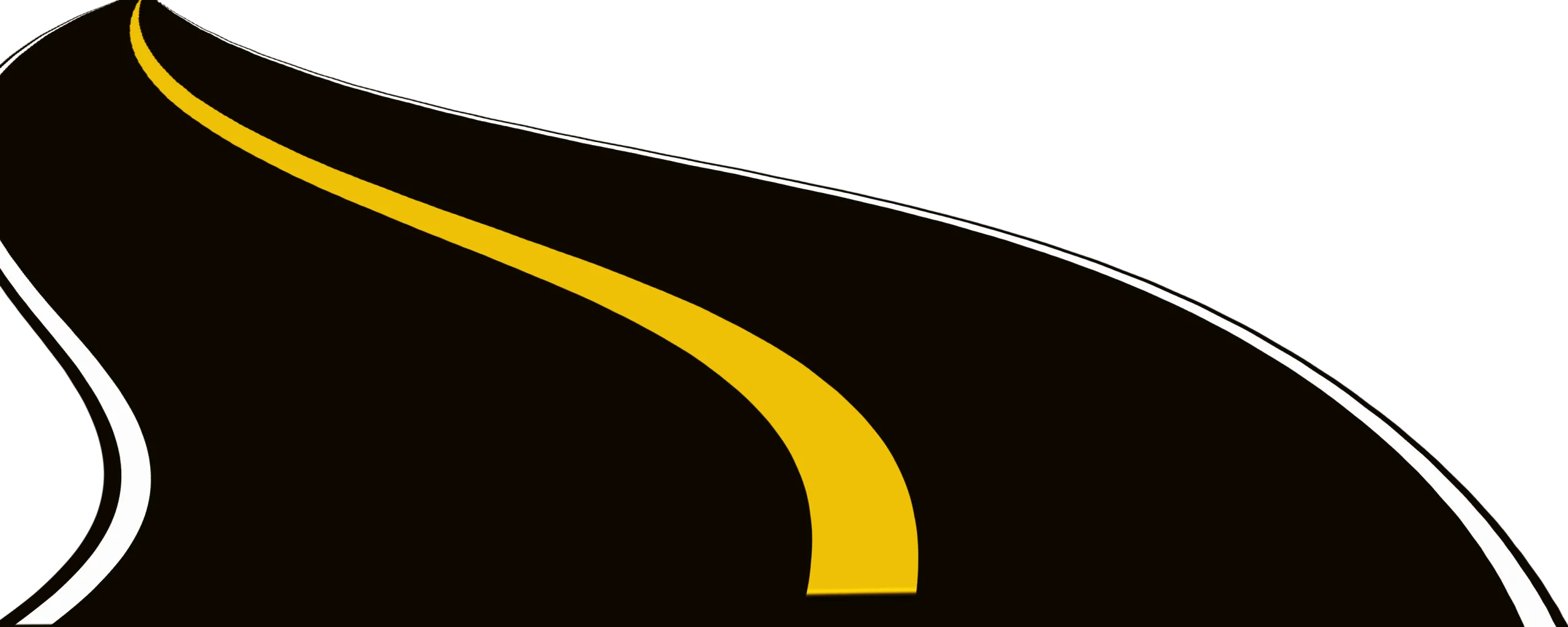 Dynamic Curved Highway Roadway Clipart with Smooth Yellow Accent Stripe