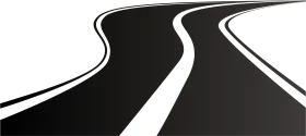 Minimalist Black and White Highway Lanes Clipart Design with Dynamic Curves