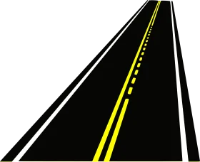 Minimalist Highway Perspective Clipart with Dual Yellow Lane Markings