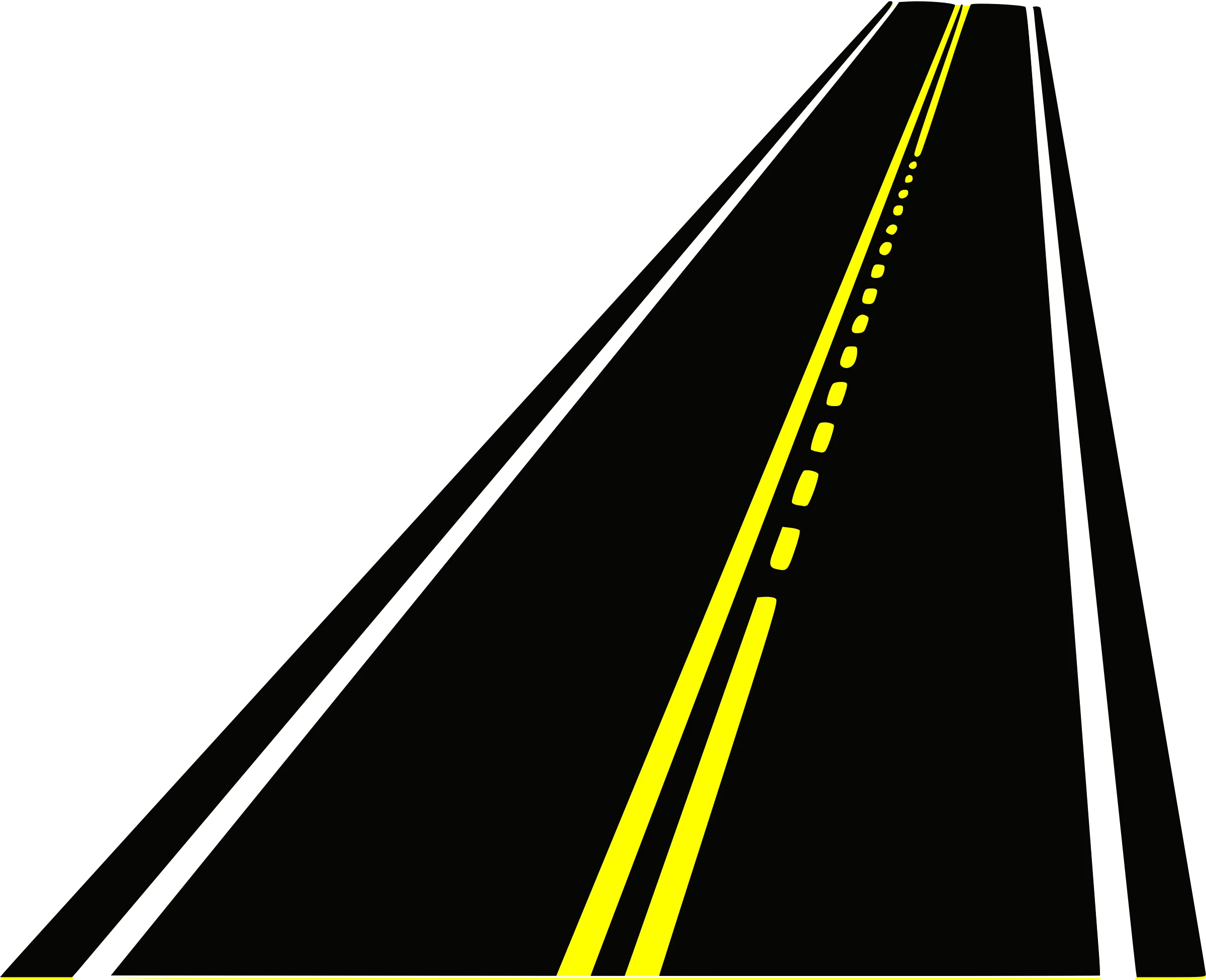 Minimalist Highway Perspective Clipart with Dual Yellow Lane Markings