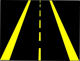 Minimalist Highway Road Perspective Clipart Design with Bright Yellow Lines