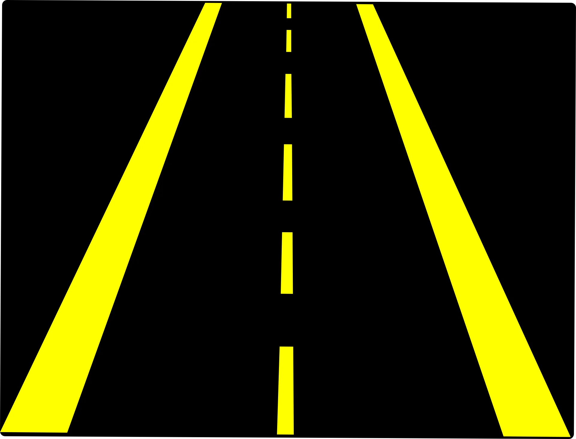 Minimalist Highway Road Perspective Clipart Design with Bright Yellow Lines