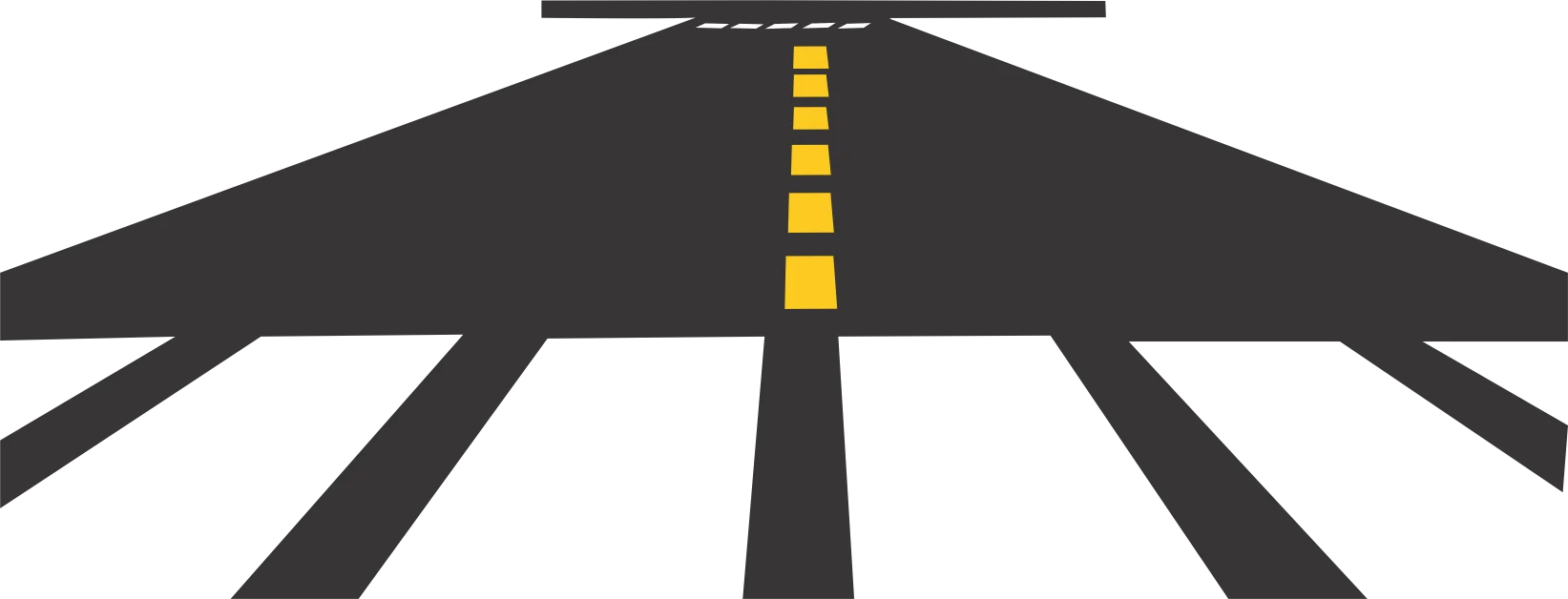 Minimalist Highway Road Perspective Clipart with Central Yellow Markings