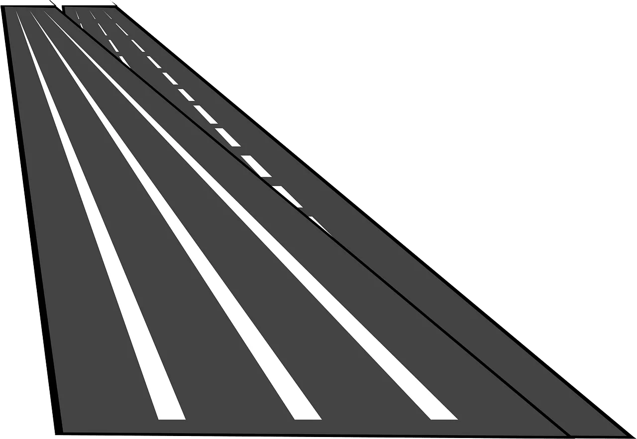 Perspective Highway Road with Multiple Lanes Minimalist Clipart Design