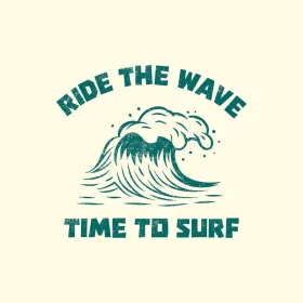 Ride the Wave Surfing Clipart: Vintage-Inspired Ocean Adventure Graphic Design