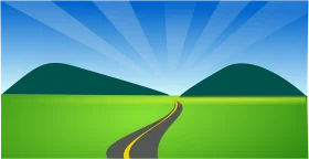 Scenic Winding Highway Clipart Connecting Rolling Green Hills Under Radiant Sky