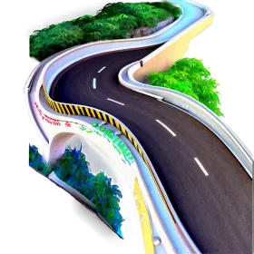 Scenic Winding Highway Clipart with Lush Greenery and Smooth Curves