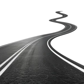 Sinuous Asphalt Journey: A Monochrome Highway Clipart Perspective