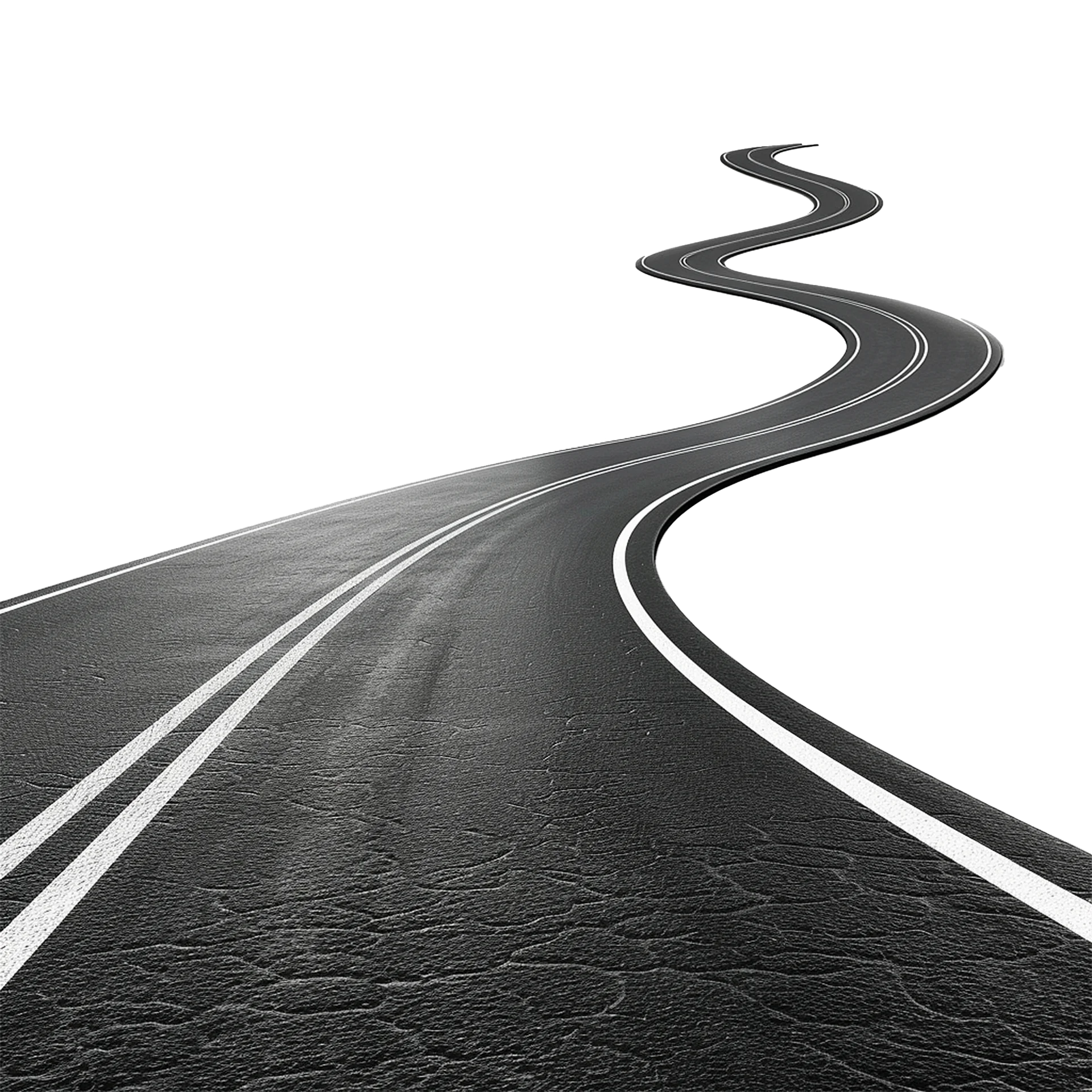 Sinuous Asphalt Journey: A Monochrome Highway Clipart Perspective