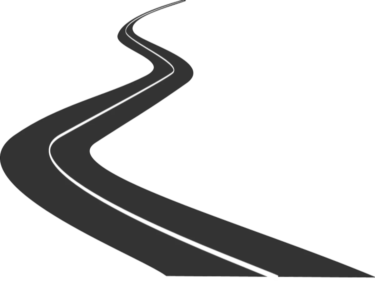 Sleek Black Winding Highway Perspective Clipart Illustration Design