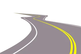 Sleek Winding Highway Clipart Illustration with Smooth Curves and Directional Lines